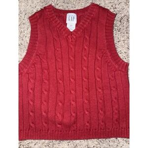 Baby Gap Red Cable Knit V-neck Sweater Vest 2T Boys Christmas Vintage
